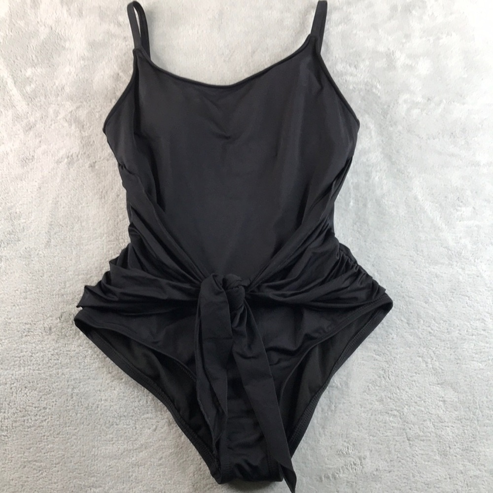 Kona Sol Hi Cut Open Back Women's Swim Suit Size Small Black